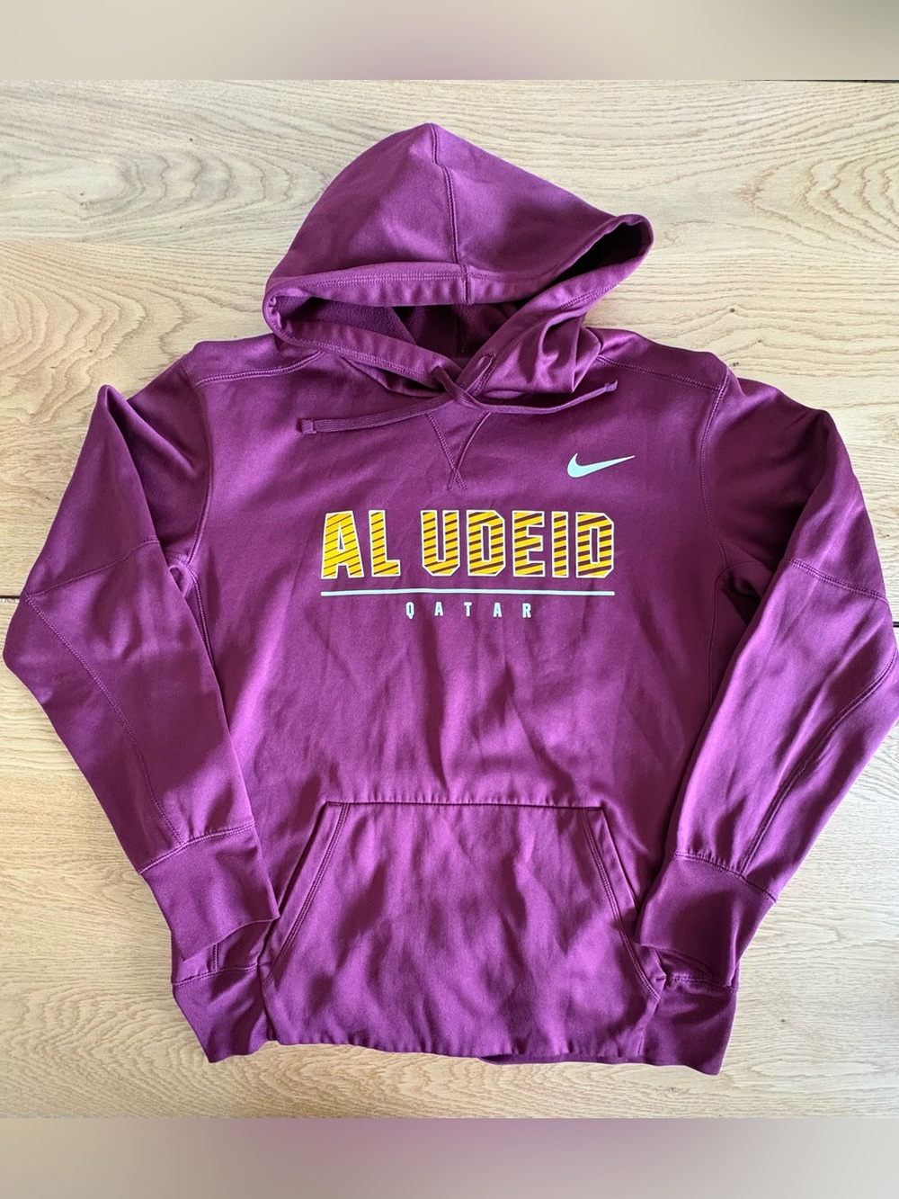 Nike Dri-Fit Hoodie Mens L Maroon Al Udeid Air Base Qatar Military Pulloverโ